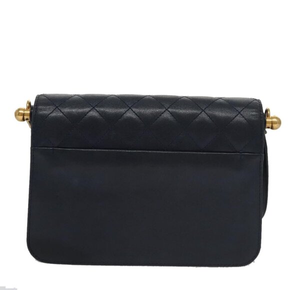 CHANEL Matelasse Turn Lock Chain Hand Bag Leather 2way Navy Gold CC Auth yk16451 - Picture 3 of 15